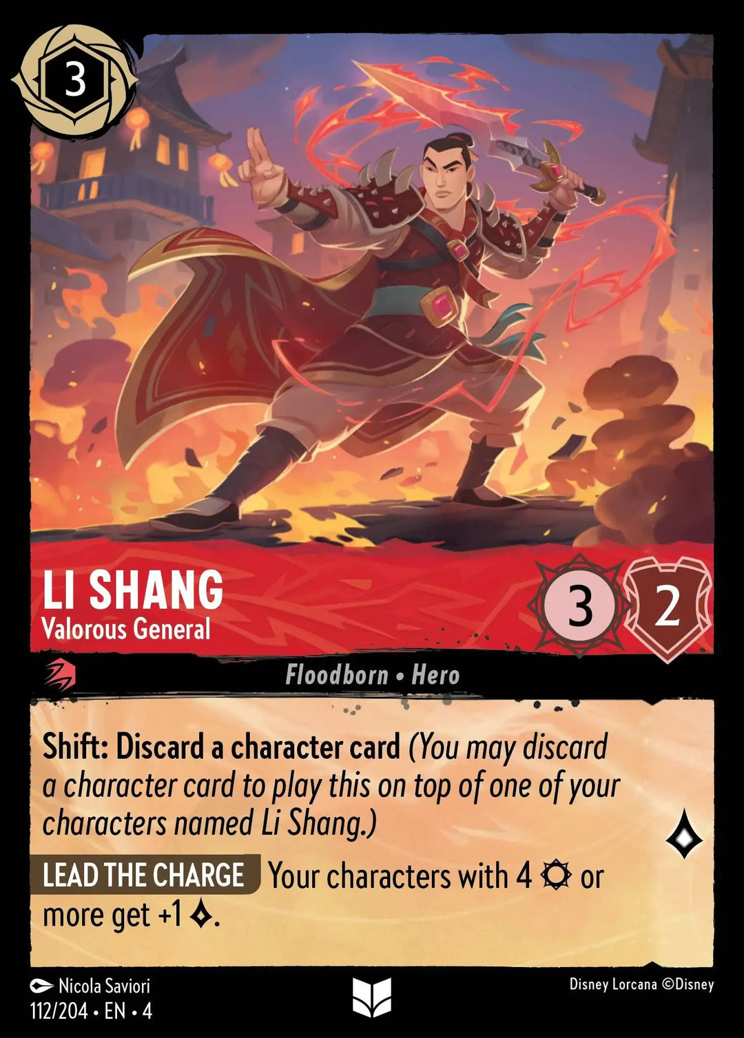 Disney Lorcana - 4URS - 112 - Li Shang - Valorous General - Foil - Singles - Ursula's Return