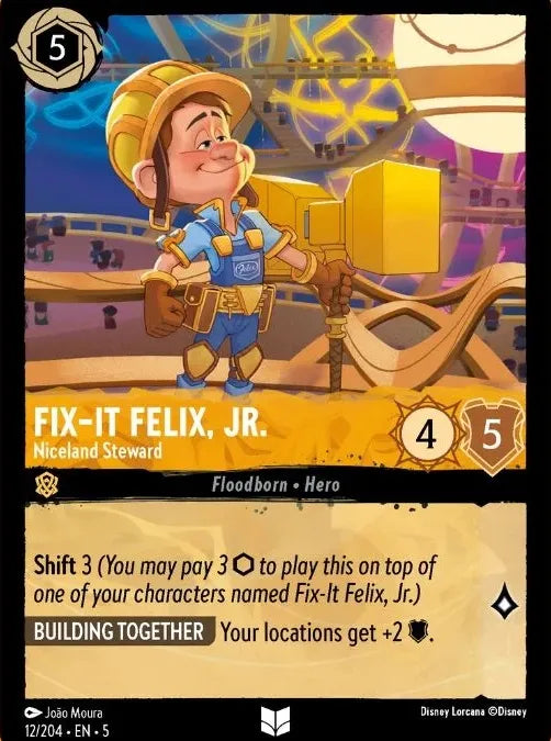 Disney Lorcana - 5SSK - 012 - Fix-It Felix, Jr. - Niceland Steward - Foil - Singles - Shimmering Skies