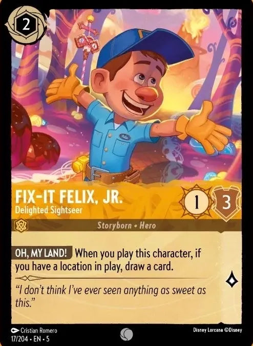 Disney Lorcana - 5SSK - 017 - Fix-It Felix, Jr. - Delighted Sightseer - Foil - Singles - Shimmering Skies