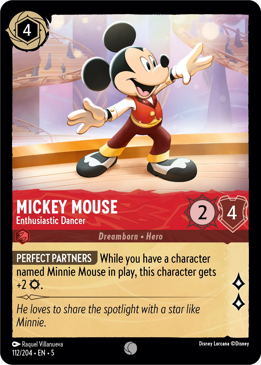 Disney Lorcana - 5SSK - 112 - Mickey Mouse - Enthusiastic Dancer - Singles - Shimmering Skies