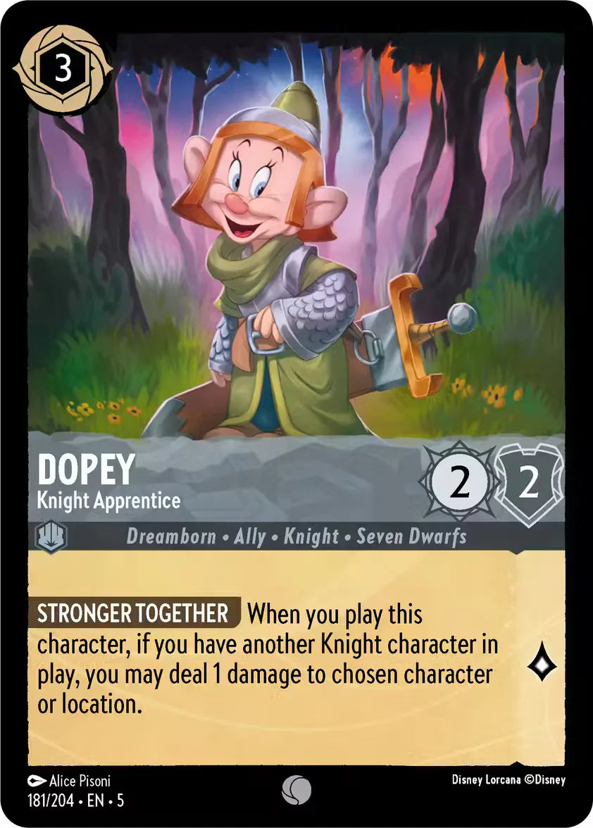 Disney Lorcana - 5SSK - 181 - Dopey - Knight Apprentice - Singles - Shimmering Skies