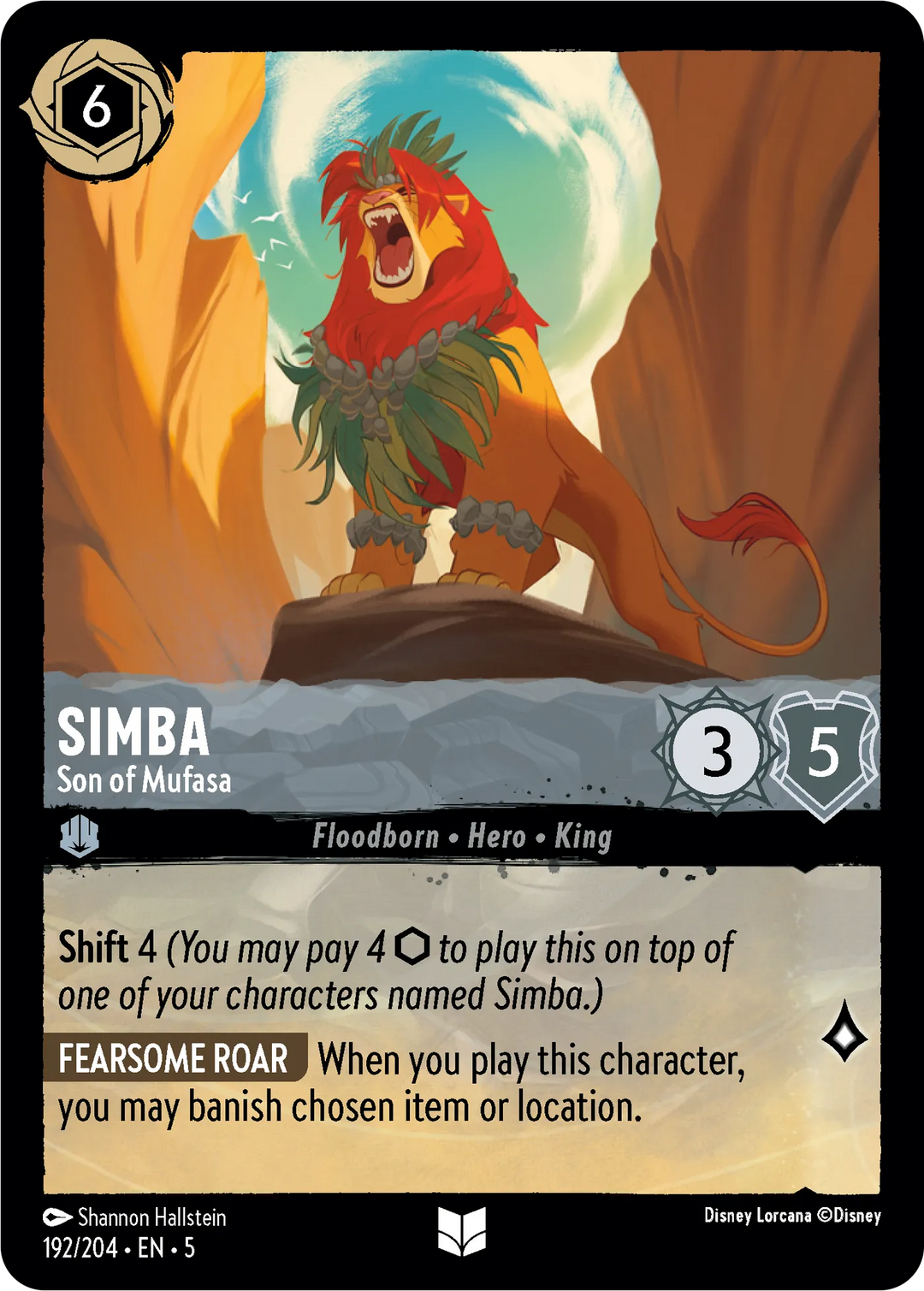 Disney Lorcana - 5SSK - 192 - Simba - Son of Mufasa - Singles - Shimmering Skies
