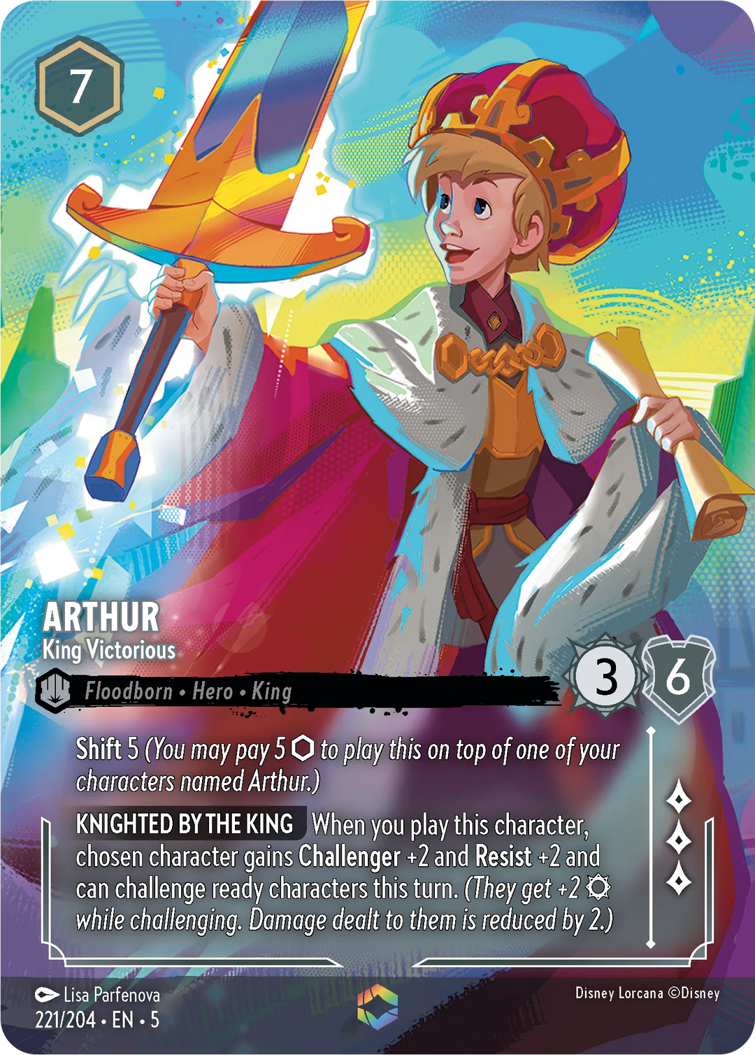 Disney Lorcana - 5SSK - 221 - Arthur - King Victorious - Singles - Shimmering Skies