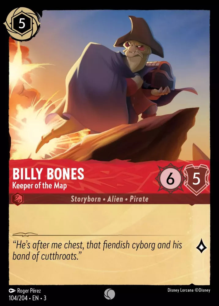 Disney Lorcana - 3INK - 104 - Billy Bones - Keeper of the Map - Singles - Into the Inklands