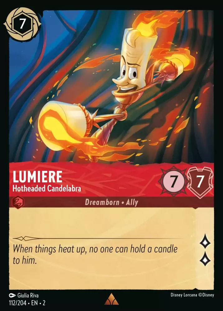Disney Lorcana - 2ROF - 112 - Lumiere - Hotheaded Candelabra - Foil - Singles - Rise of the Floodborn