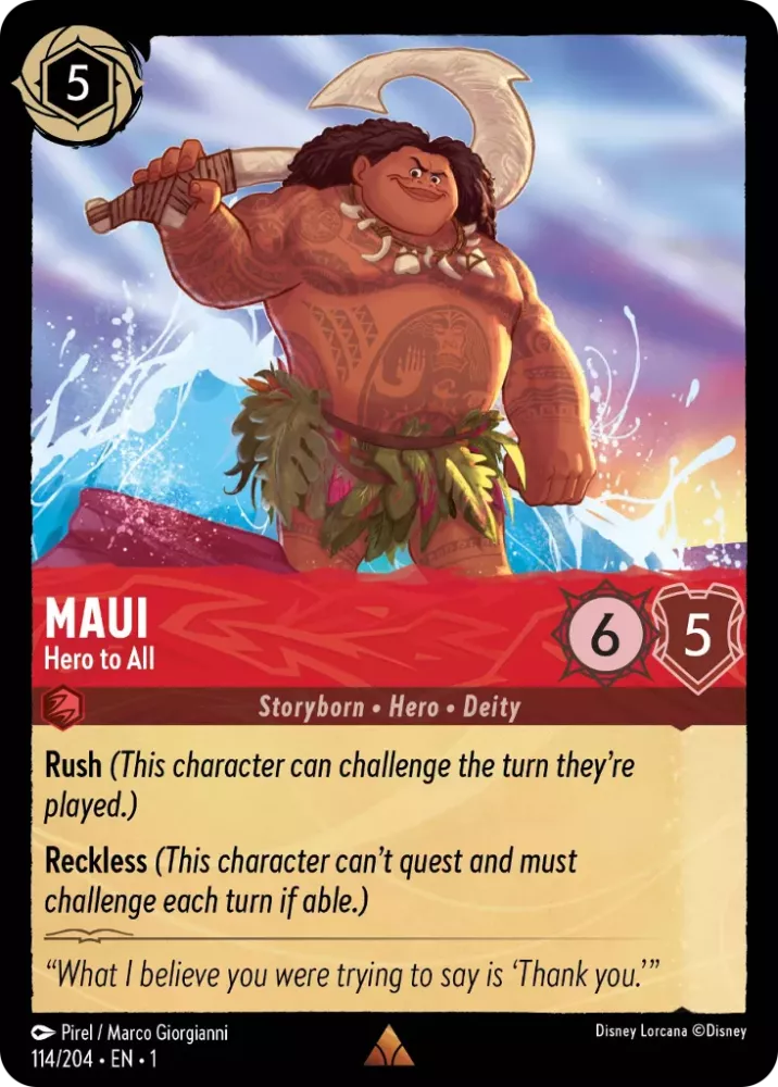 Disney Lorcana - 1TFC - 114 - Maui - Hero to All - Singles - The First Chapter