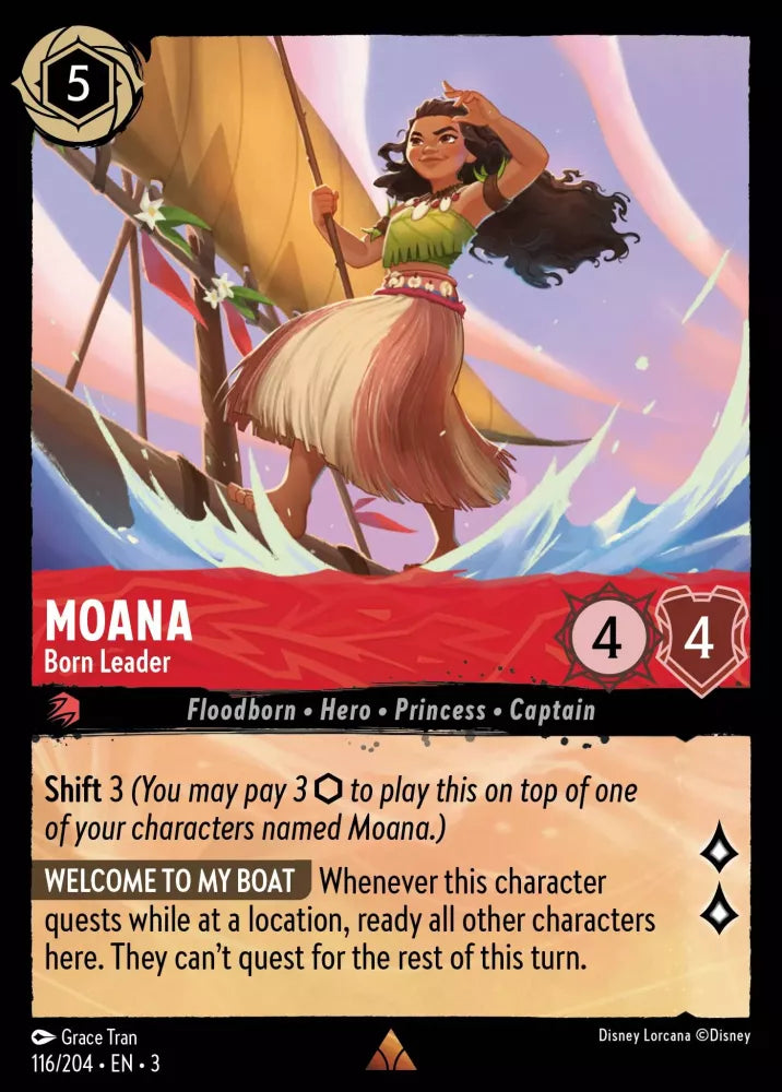 Disney Lorcana - 3INK - 116 - Moana - Born Leader - Foil - Singles - Into the Inklands
