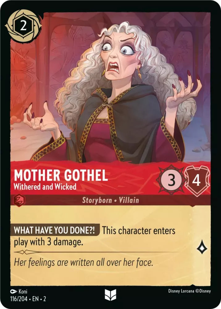 Disney Lorcana - 2ROF - 116 - Mother Gothel - Withered and Wicked - Foil - Singles - Rise of the Floodborn