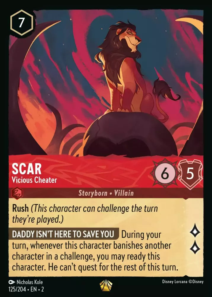 Disney Lorcana - 2ROF - 125 - Scar - Vicious Cheater - Singles - Rise of the Floodborn