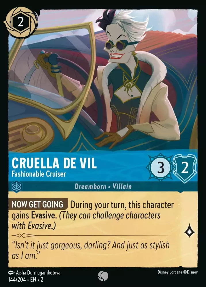 Disney Lorcana - 2ROF - 144 - Cruella De Vil - Fashionable Cruiser - Singles - Rise of the Floodborn