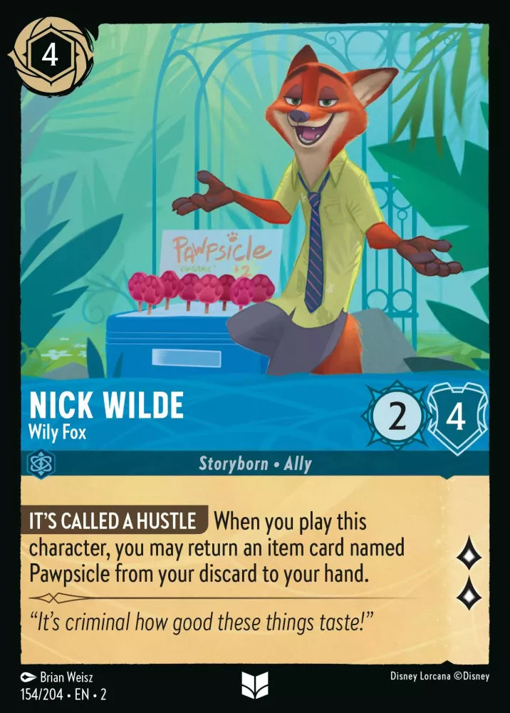 Disney Lorcana - 2ROF - 154 - Nick Wilde - Wily Fox - Singles - Rise of the Floodborn