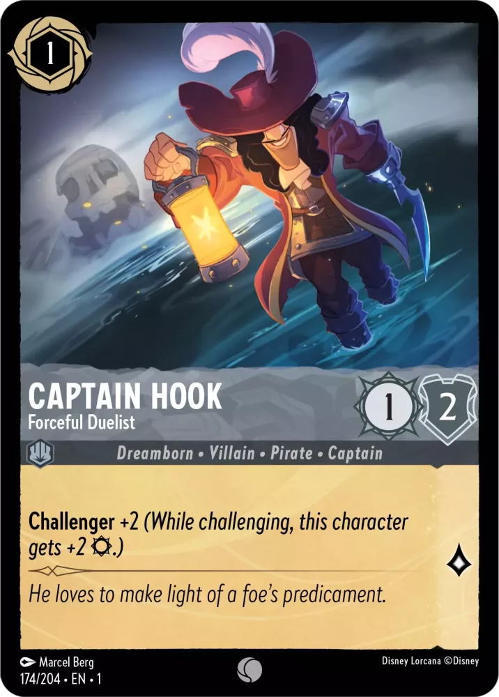 Disney Lorcana - 1TFC - 174 - Captain Hook - Forceful Duelist - Singles - The First Chapter