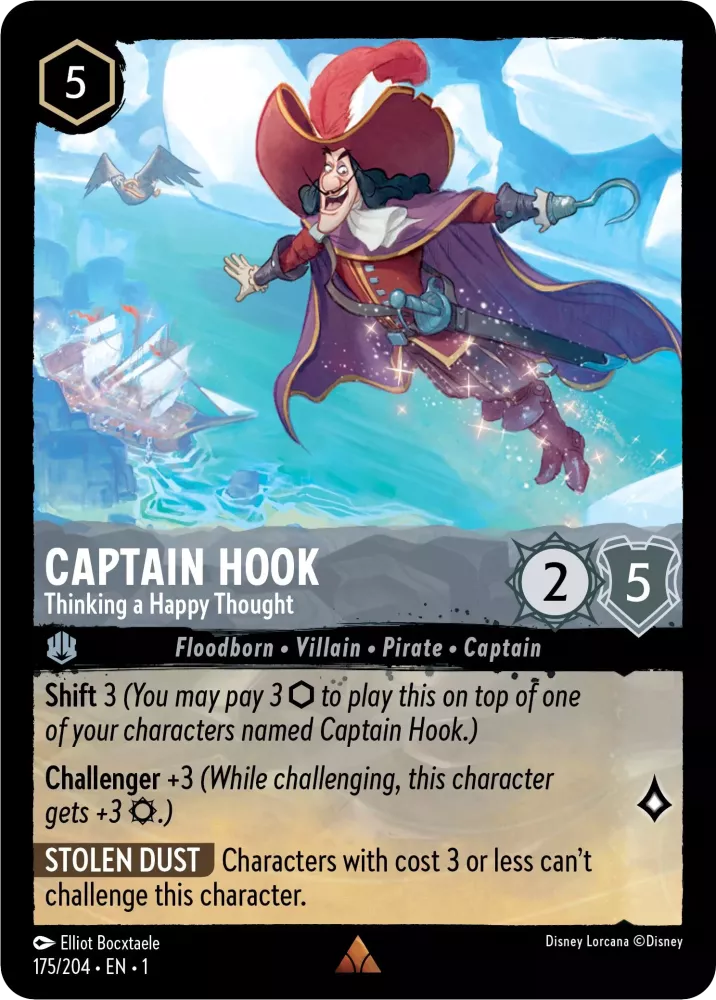 Disney Lorcana - 1TFC - 175- Captain Hook - Thinking a Happy Thought - Singles - The First Chapter