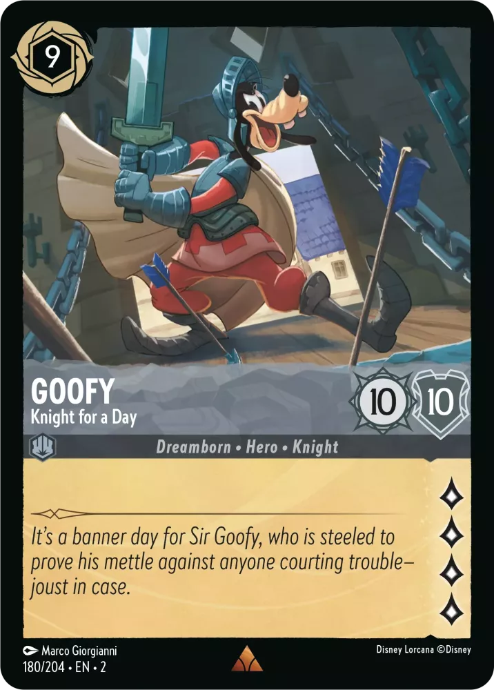 Disney Lorcana - 2ROF - 180 - Goofy - Knight for a Day - Singles - Rise of the Floodborn