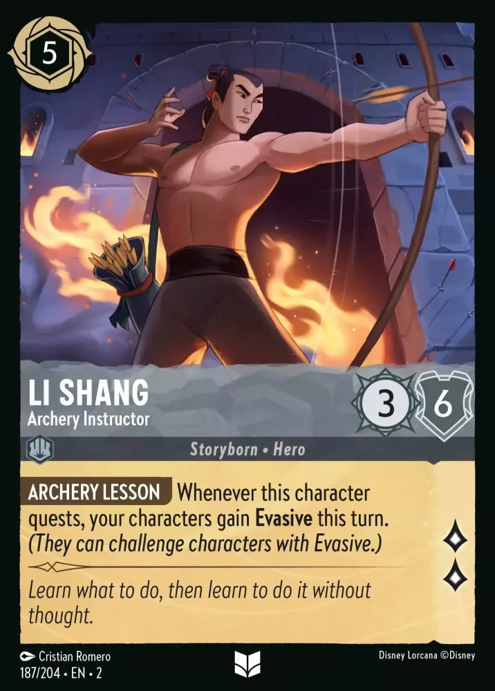 Disney Lorcana - 2ROF - 187 - Li Shang - Archery Instructor - Singles - Rise of the Floodborn