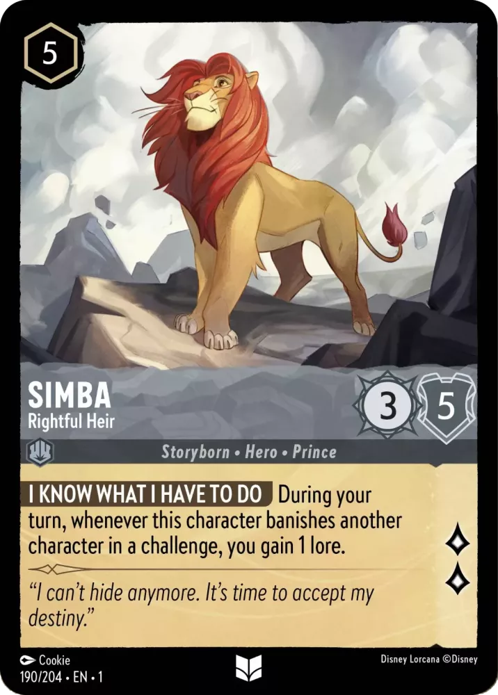 Disney Lorcana - 1TFC - 190 - Simba - Rightful Heir - Singles - The First Chapter