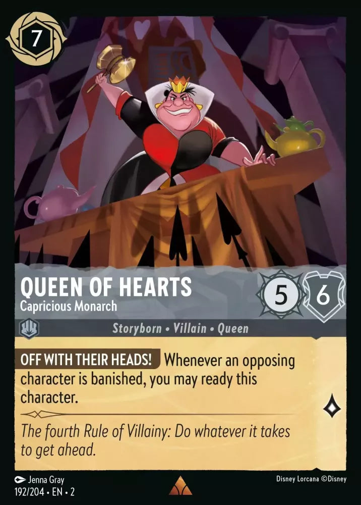 Disney Lorcana - 2ROF - 192 - Queen of Hearts - Capricious Monarch - Singles - Rise of the Floodborn
