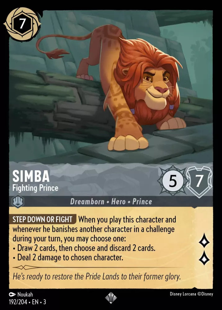 Disney Lorcana - 3INK - 192 - Simba - Fighting Prince - Foil - Singles - Into the Inklands