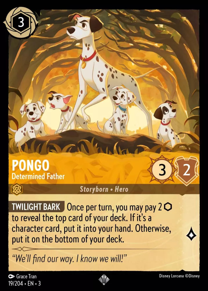 Disney Lorcana - 3INK - 019 - Pongo - Determined Father - Foil - Singles - Into the Inklands