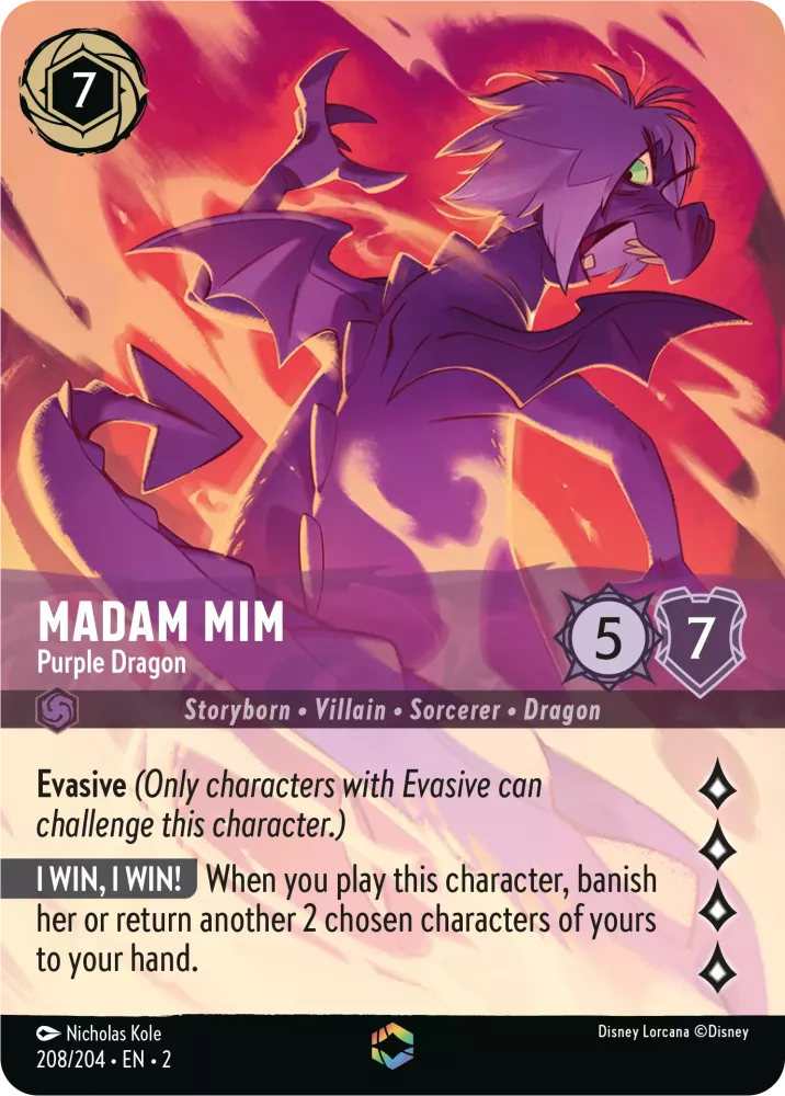 Disney Lorcana - 2ROF - 208 - Madam Mim - Purple Dragon - Singles - Rise of the Floodborn