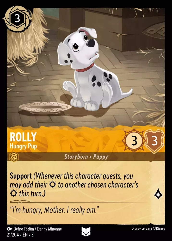Disney Lorcana - 3INK - 021 - Rolly - Hungry Pup - Foil - Singles - Into the Inklands
