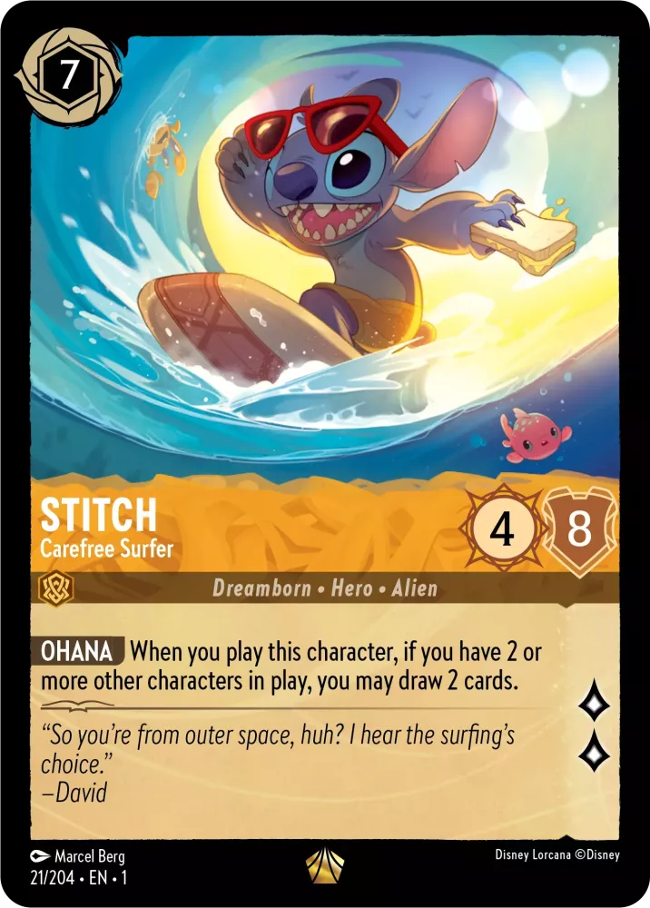 Disney Lorcana - 1TFC - 021 - Stitch - Carefree Surfer - Singles - The First Chapter