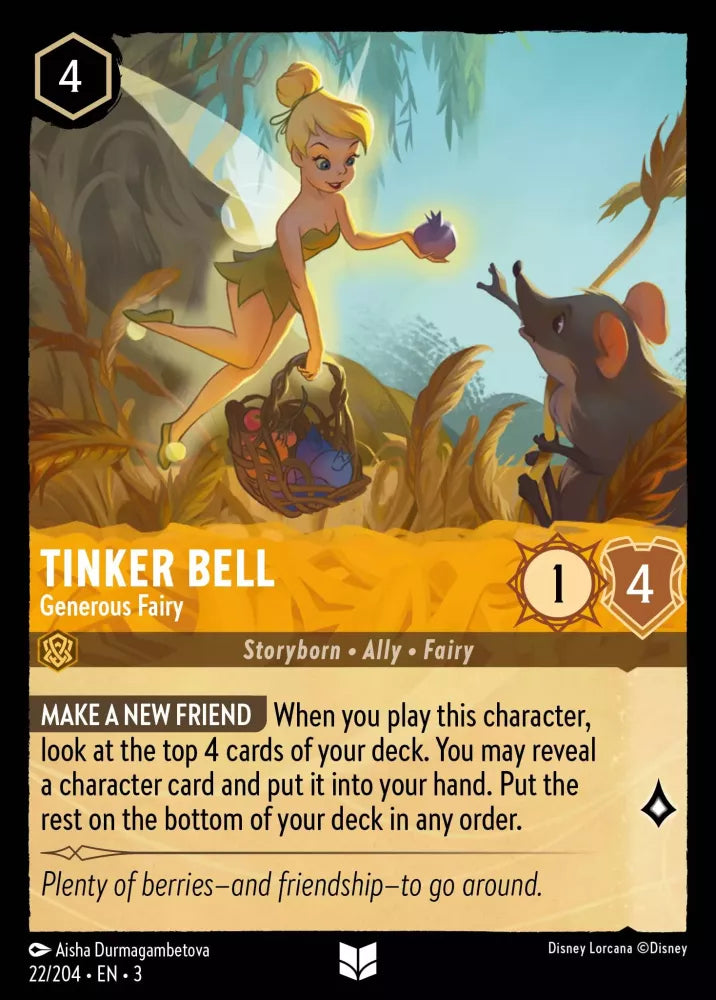 Disney Lorcana - 3INK - 022 - Tinker Bell - Generous Fairy - Singles - Into the Inklands