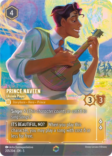 Disney Lorcana - 5SSK - 205 - Prince Naveen - Ukulele Player - Singles - Shimmering Skies