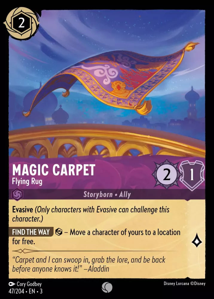 Disney Lorcana - 3INK - 047 - Magic Carpet - Flying Rug - Singles - Into the Inklands