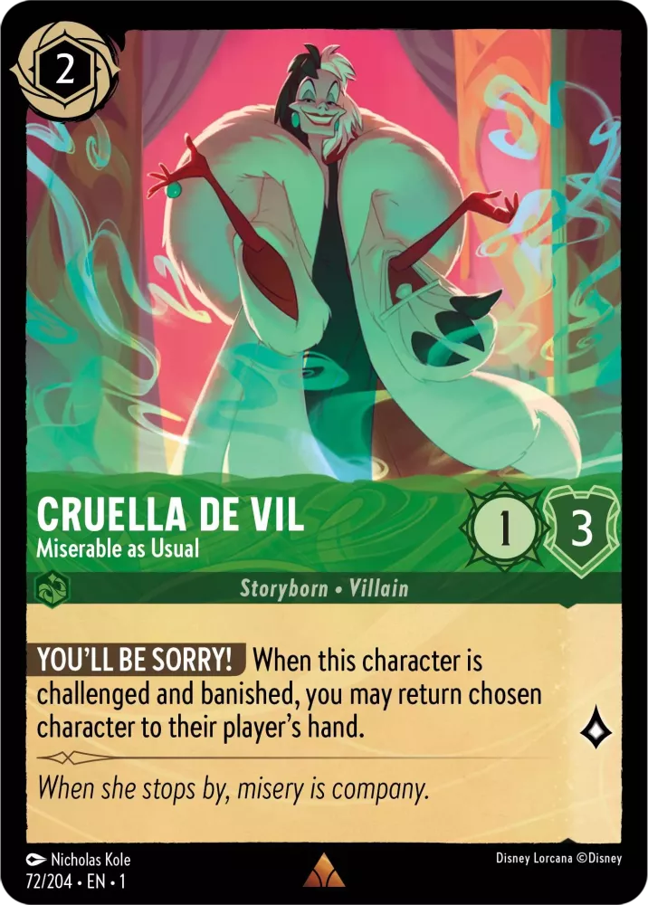 Disney Lorcana - 1TFC - 072 - Cruella De Vil - Miserable As Usual - Singles - The First Chapter