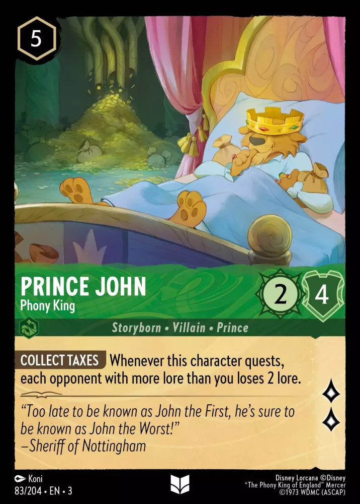 Disney Lorcana - 3INK - 083 - Prince John - Phony King - Singles - Into the Inklands