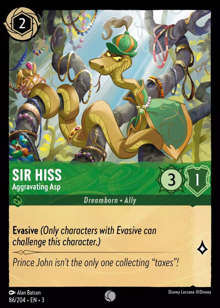 Disney Lorcana - 3INK - 086 - Sir Hiss - Aggravating Asp - Singles - Into the Inklands