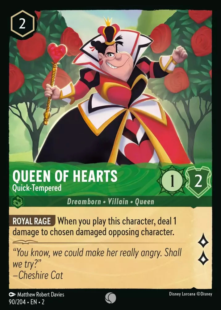 Disney Lorcana - 2ROF - 090 - Queen of Hearts - Quick-Tempered - Singles - Rise of the Floodborn