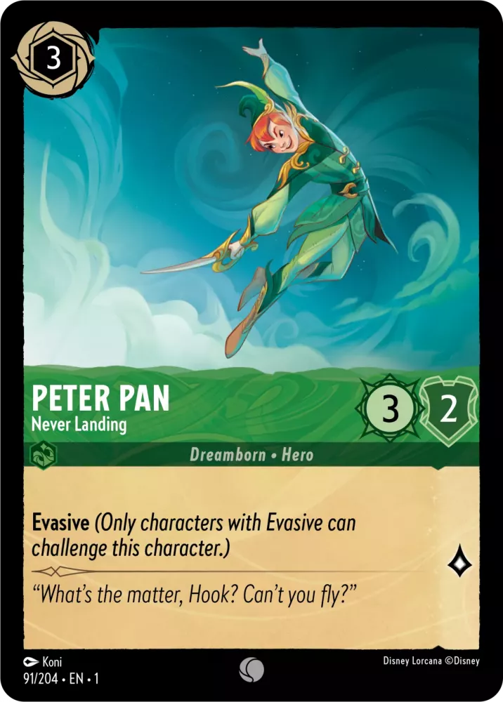 Disney Lorcana - 1TFC - 091 - Peter Pan - Never Landing - Foil - Singles - The First Chapter