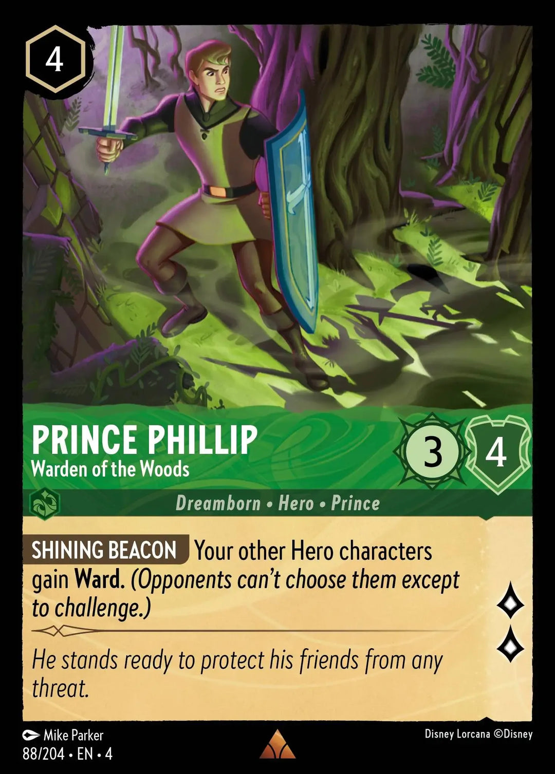 Disney Lorcana - 4URS - 088 - Prince Phillip - Warden of the Woods - Singles - Ursula's Return