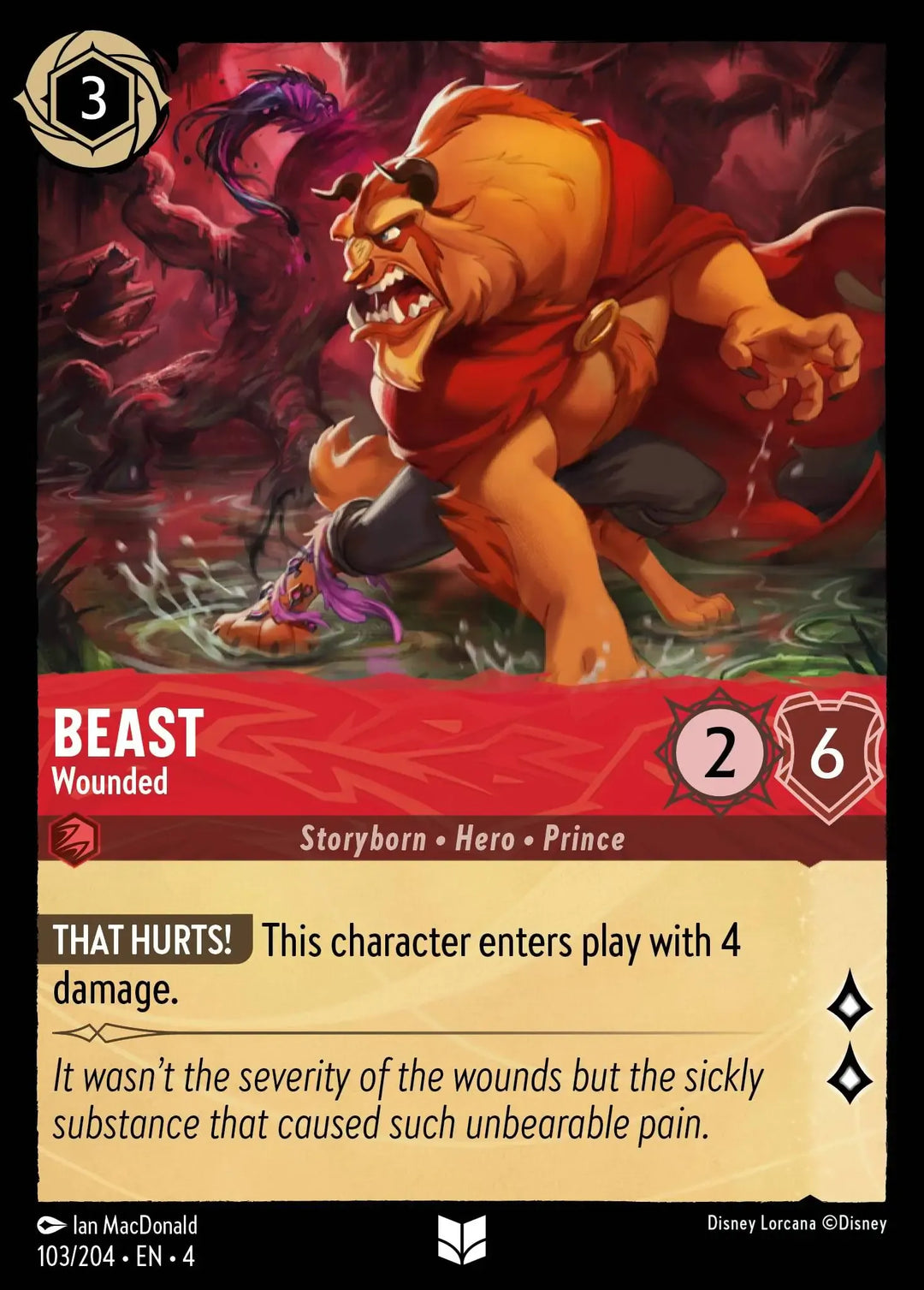 Disney Lorcana - 4URS - 103 - Beast - Wounded - Singles - Ursula's Return