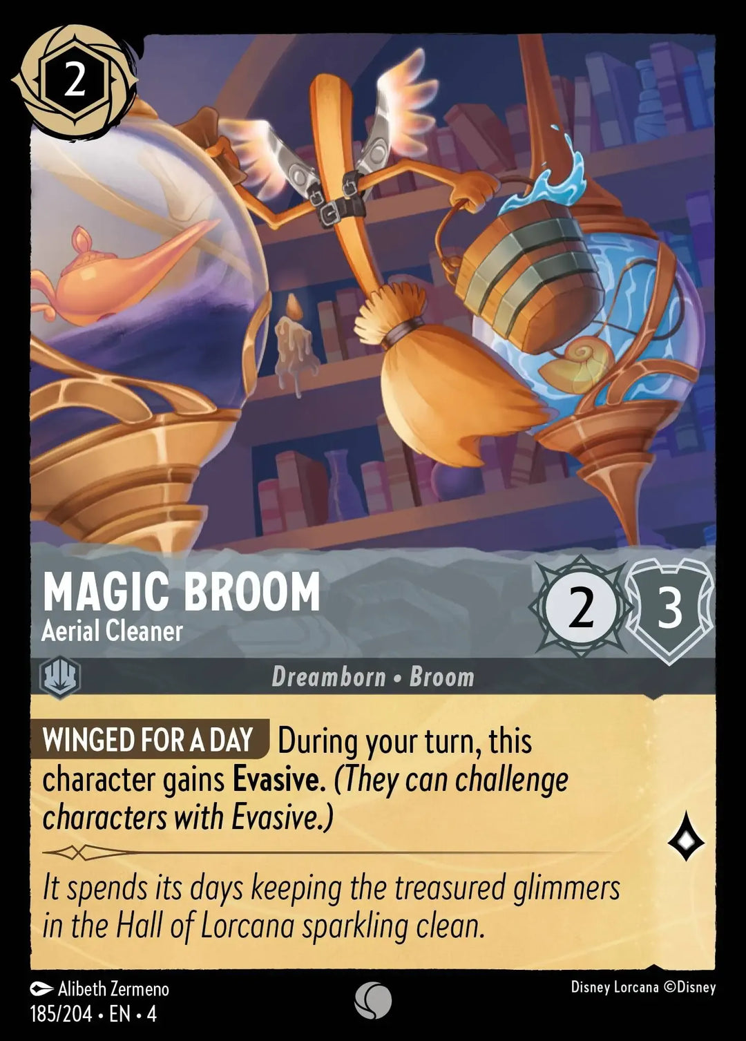 Disney Lorcana - 4URS - 185 - Magic Broom - Aerial Cleaner - Singles - Ursula's Return