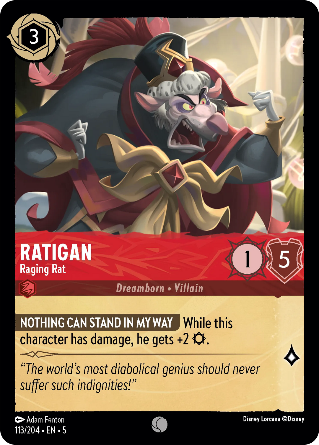 Disney Lorcana - 5SSK - 113 - Ratigan - Raging Rat - Foil - Singles - Shimmering Skies