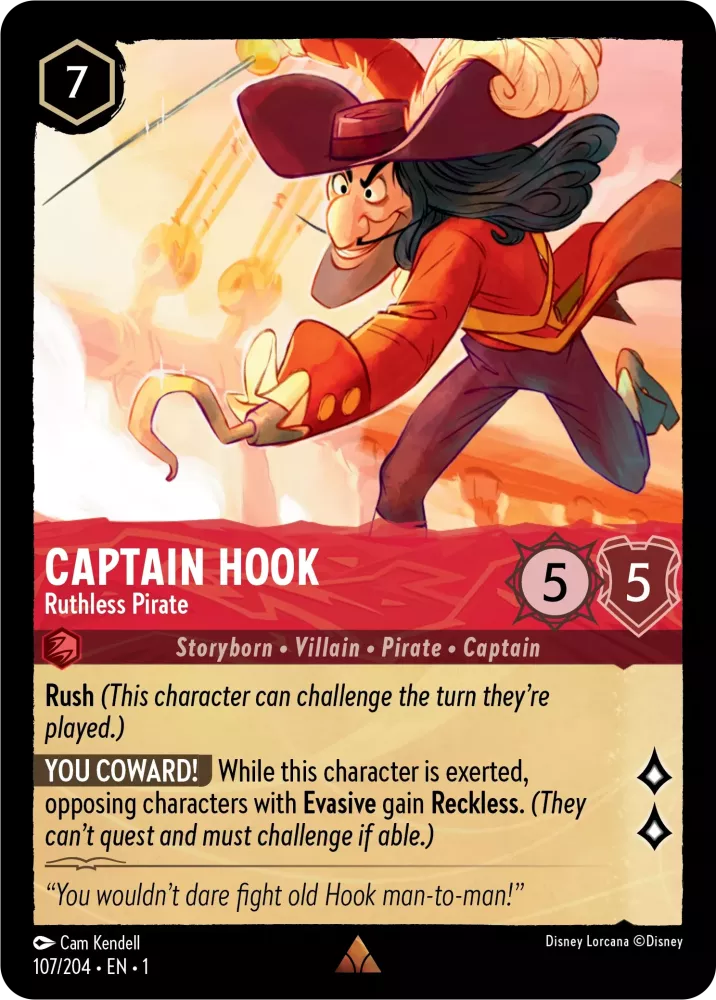Disney Lorcana - 1TFC - 107 - Captain Hook - Ruthless Pirate - Singles - The First Chapter