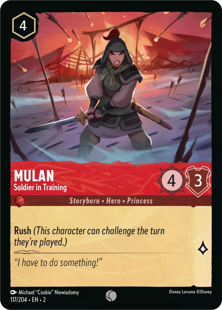 Disney Lorcana - 2ROF - 117 - Mulan - Soldier in Training - Foil - Singles - Rise of the Floodborn