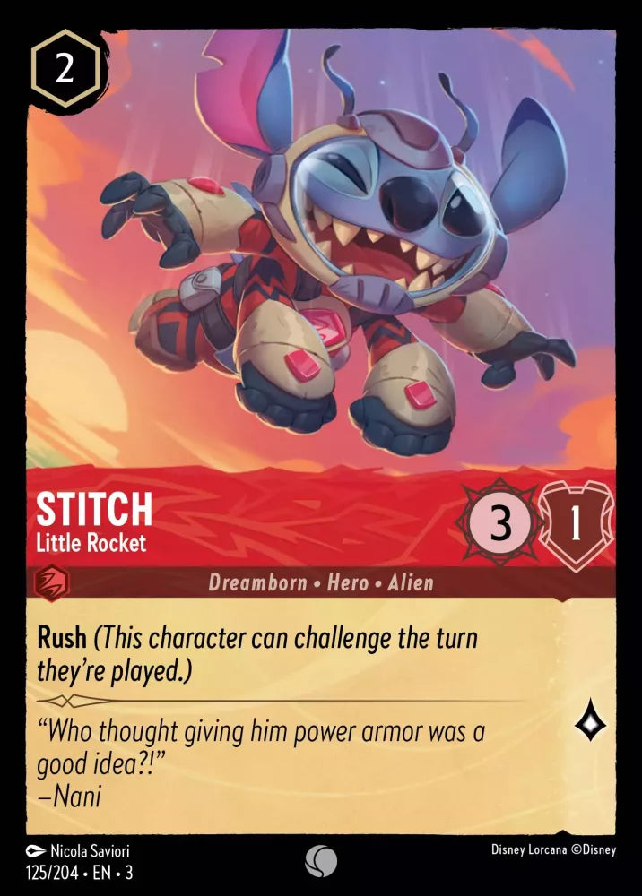Disney Lorcana - 3INK - 125 - Stitch - Little Rocket - Singles - Into the Inklands