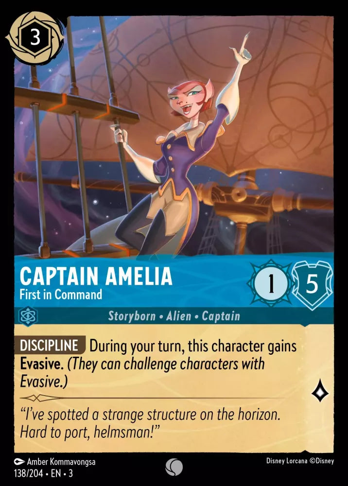 Disney Lorcana - 3INK - 138 - Captain Amelia - First in Command - Singles - Into the Inklands