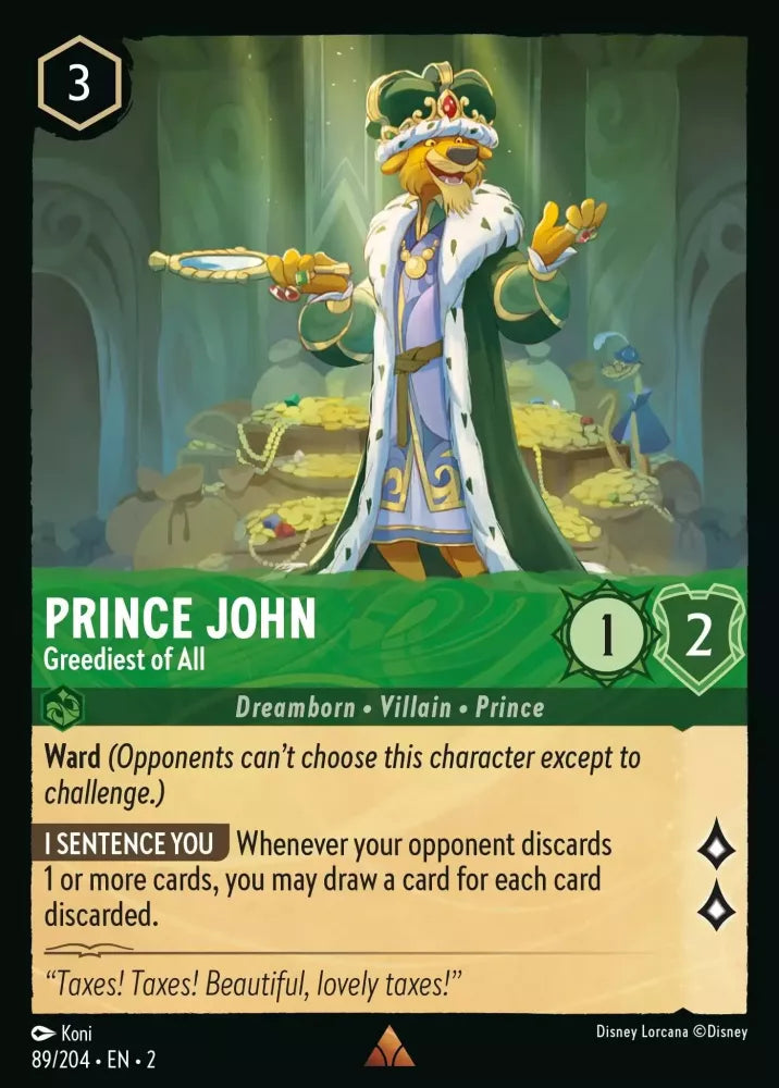Disney Lorcana - 2ROF - 089 - Prince John - Greediest of All - Singles - Rise of the Floodborn